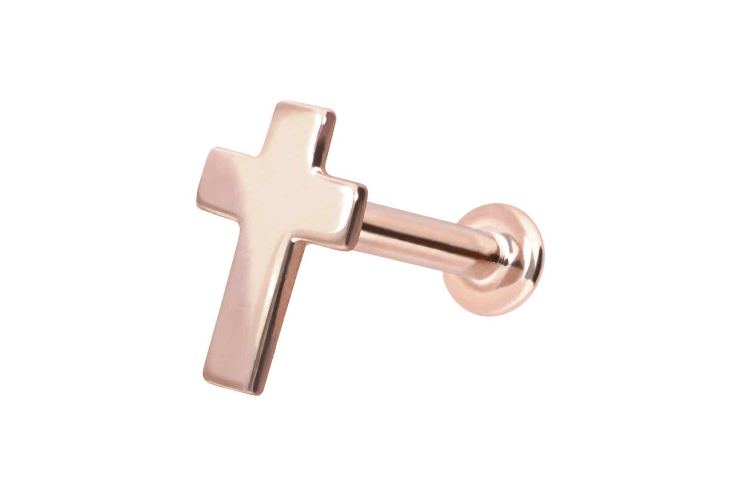 14 Karat Gold Labret Piercing mit Innengewinde KREUZ